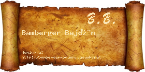 Bamberger Baján névjegykártya